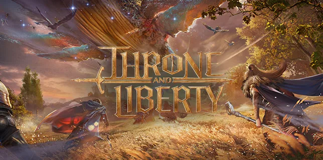 Two adventurers crossing the golden plains of Solisium in Throne and Liberty