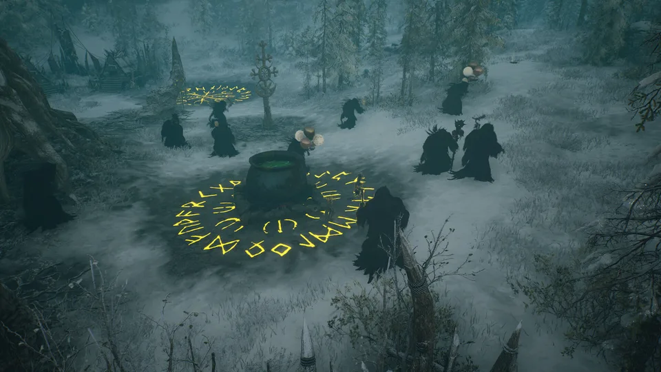Players gathering around a glowing rune circle in Throne and Liberty